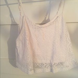 Forever 21 White Lace Crop Top